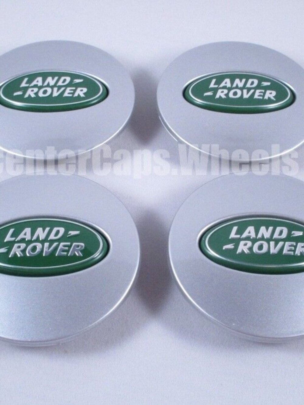 Brand New 4 pcs Land Rover  Green Silver CHROME Wheel Center Caps 63mm E…